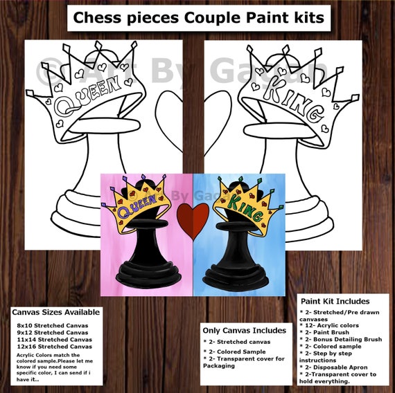 Date Night Paint Kits,his/her Pre-drawn/outline/sketched Canvas Teen/adult/couples  Painting, African, Paint & Sip,diy Paint Kit,black Love 