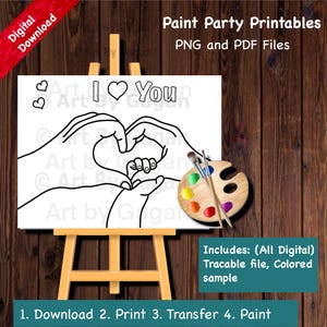 Mothers day/Fathers day/Couple canvases/Digital download/DIY Paint Party printable/Pre-drawn Canvas/Adult Painting/Paint & Sip