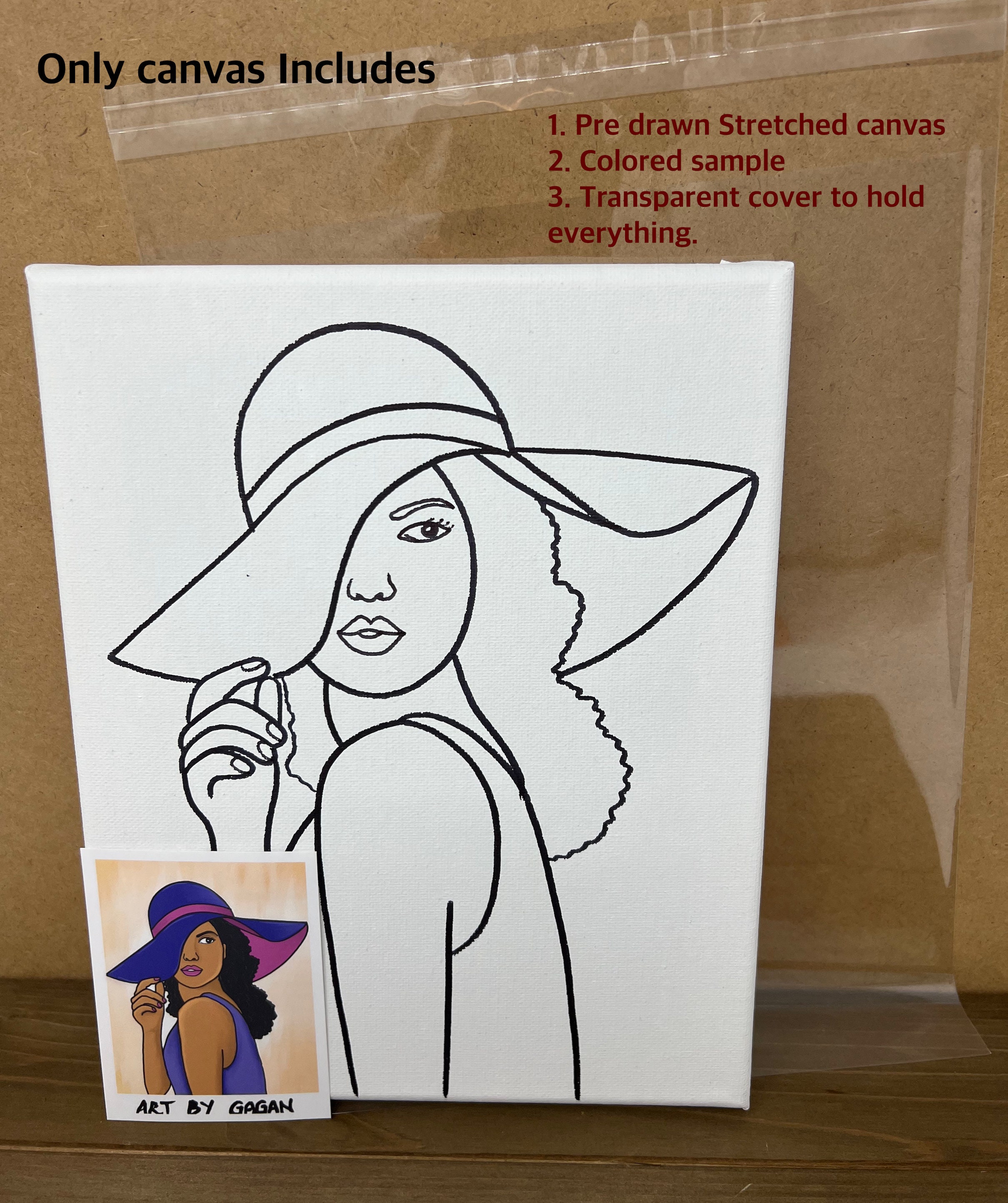 Bulk Order of 12 Canvases,pre Drawn/outlined/sketched Canvas,teen/adult  Painting Kit,african/american Women,paint and Sip,fashion Canvas 