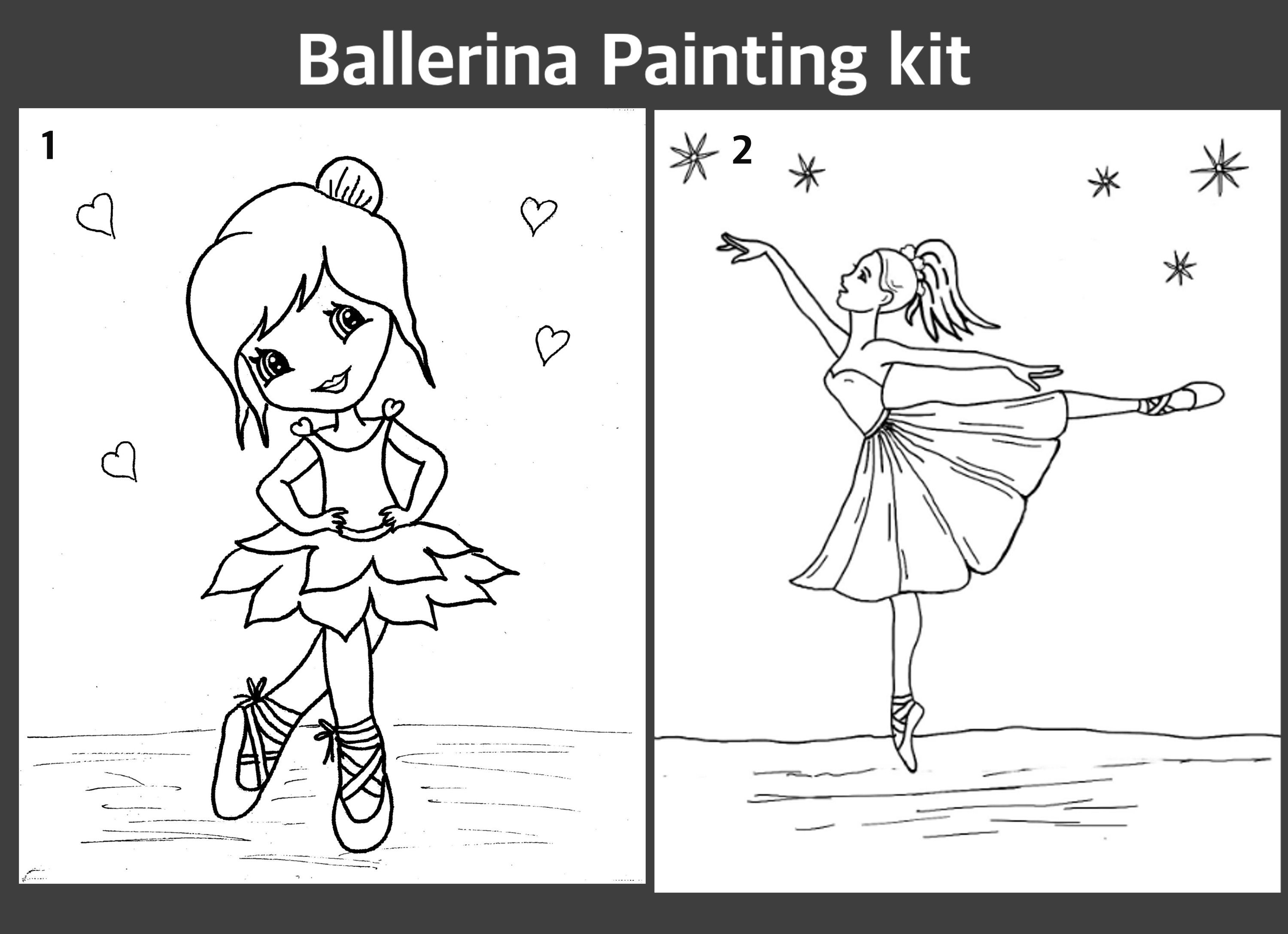 Pre-drawn Canvas Ballerina,paint Your Own Ballerina, DIY Paint Kit