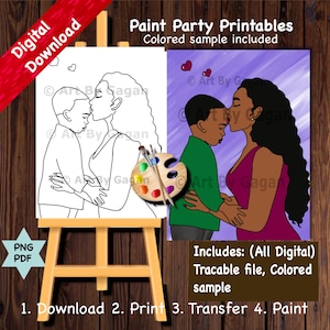 Mother and son love/Mothers day/Instant Digital download/DIY Paint Party printable/Pre-drawn Canvas/Adult Paint & Sip/Girls night