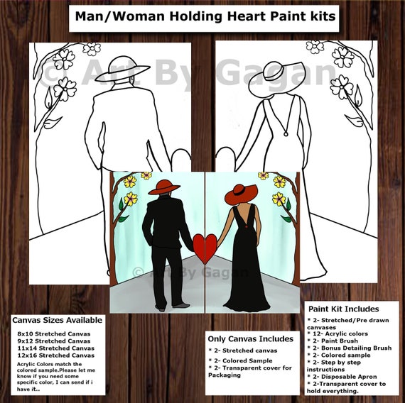 Pre-Drawn Canvas Paint Kit – Queen Of Hearts Design, Sip & Paint Party Supplies For Adults & Teens, DIY Date Night Activity