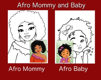 Pre drawn/Outlined canvas, kid/Adult painting kit,African/ American women/Baby,Paint party favor,Art party,Fashion canvas