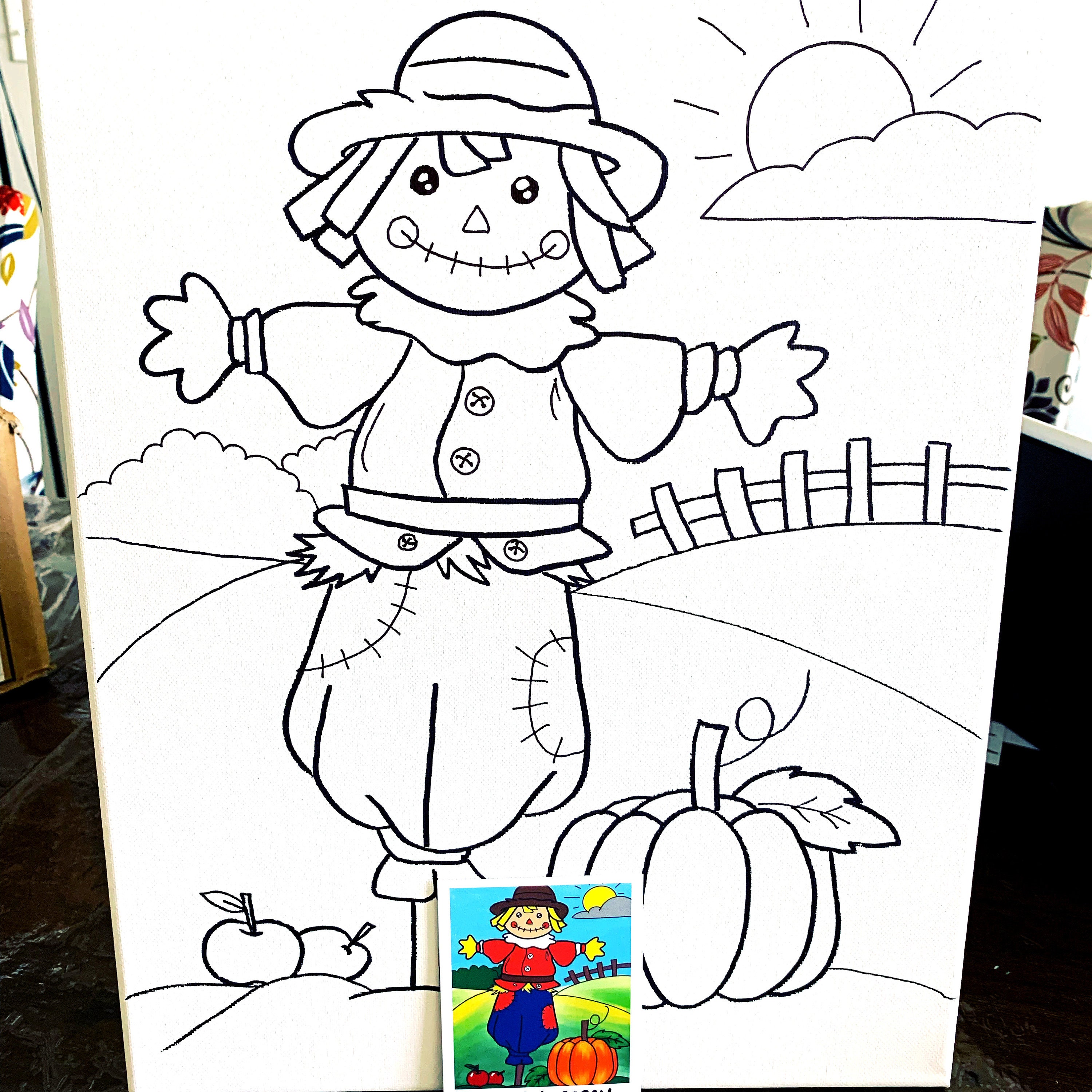 Happy Fall Pre-drawn/pre Sketched/outlined Canvas Kit,teen/adult