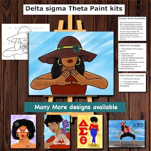 Delta sigma theta Pre Drawn/Outline Canvas/DIY Canvas Paint/Grad Party for Adults/Sorority Delta/ Paint and si
