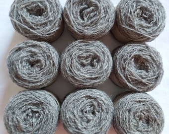 Natural undyed mid grey Shetland wool, grown/spun in Shetland, ideal for Fairisle knitting and other colour work. Available in 25g balls.