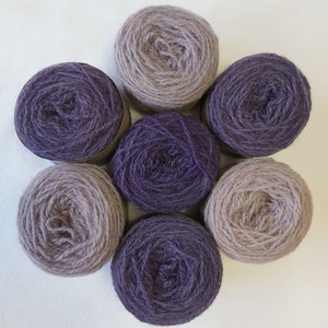 Logwood naturally dyed Shetland wool, ideal for Fairisle knitting and other colour work. Available in 25g balls.