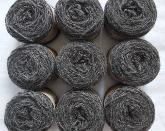 Natural undyed dark grey Shetland wool, grown/spun in Shetland, ideal for Fairisle knitting and other colour work. Available in 25g balls.