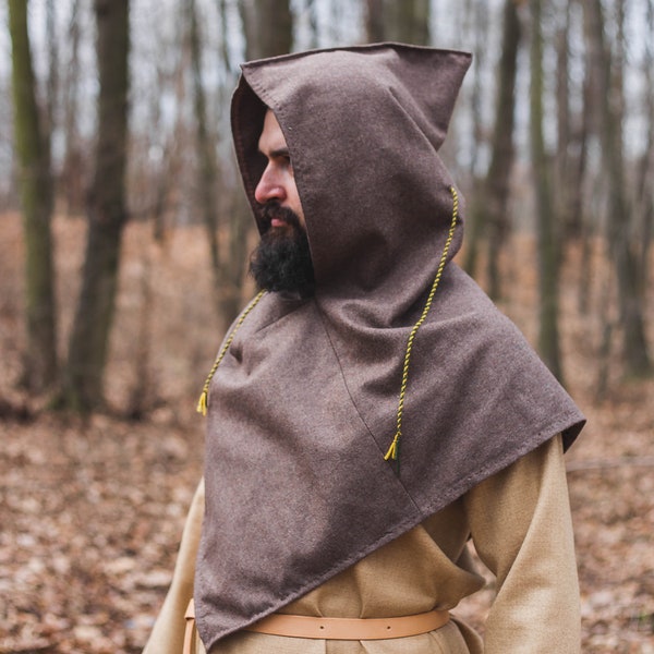 Historical Accurate Early medieval viking hood from Skjoldehamn- warm woolen hood for Mevieval Reenactment