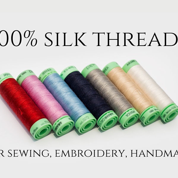 Silk thread for hand sewing, embroidery and handmade, many colors; 100% silk threads to medieval reenactment | 50m