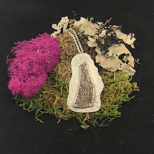 Dinosaur Bone and Sterling Silver Pendant - Fossil Lover&#39;s gift