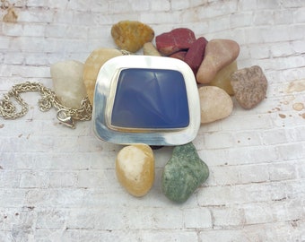 Chalcedony and Sterling Silver Statement pendant