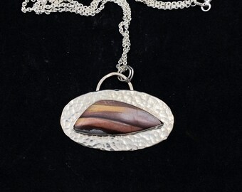 Serape Jasper and Sterling Silver pendant - Landscape Jasper pendant