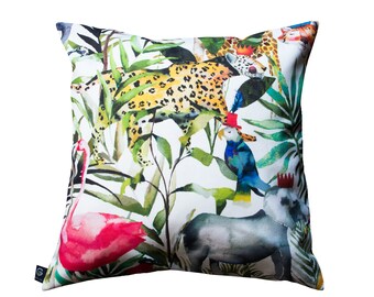 Cushion cover with funny jungle animals