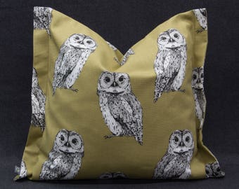 Pillow Case/upholstery with owls, Brown, 40 x 40 cm