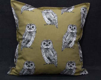 Pillow Case/upholstery with owls, Brown, 40 x 40 cm