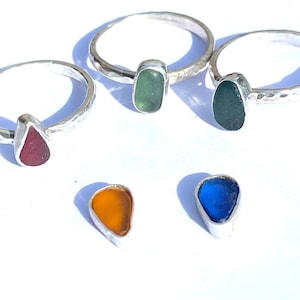 Handmade Sterling silver and Scottish sea glass ring.