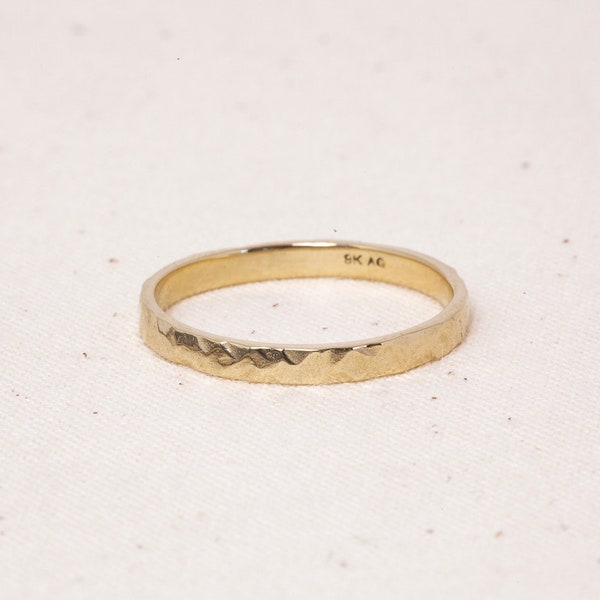 Skinny Pinky Ring, Boho Jewellery For Her - 2mm Thin Gold, Hand Hammered Stacking Ring, Agonda Family