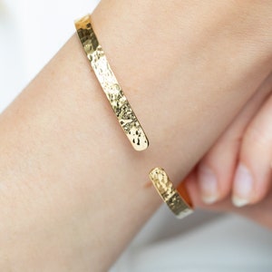 Hammered Gold Cuff Bracelet, Hammered Gold Bangle Bracelet, Open Cuff Bangle, Jewellery Gift for Women