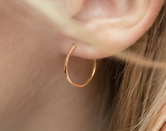 Hand Hammered Gold Vermeil Hoop Earrings, Extra Small