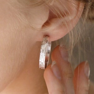 Hammered Sterling Silver Hoop Earrings: Chunky Boho Statement