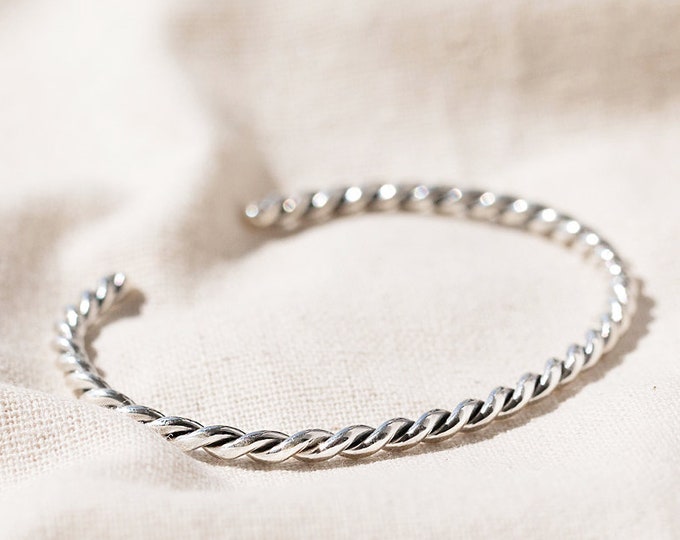Sterling Silver Rope Twist Bracelet Stacking Minimalist Etsy UK