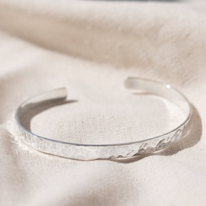 925 Sterling Silver Cuff Bracelet, Stacking Minimalist Bracelet, Textured Cuff Bracelet, Open Cuff Bracelet, Yoga Cuff