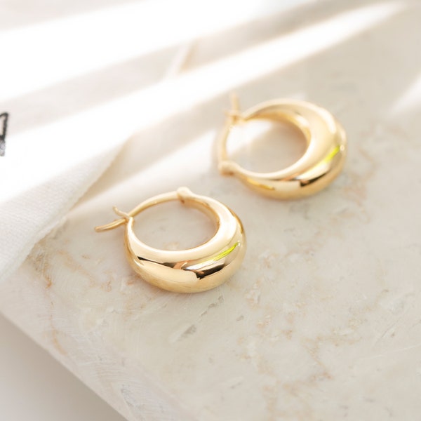 14ct Gold Vermeil Creole Hoops, Lightweight Drop Hoop Earrings - Timeless Jewellery
