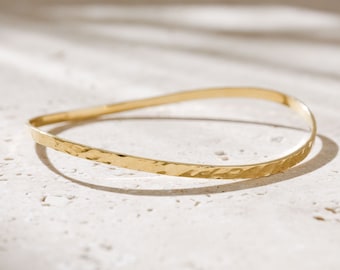 Hand Hammered, Thin Gold Bracelet, Boho Jewellery For Her
