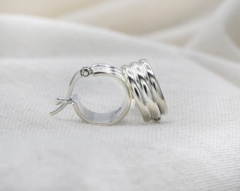 Chunky Silver Hoops, Hinged Backed, Boho Jewellery, Minimalist Jewellery, Gift for Daughter