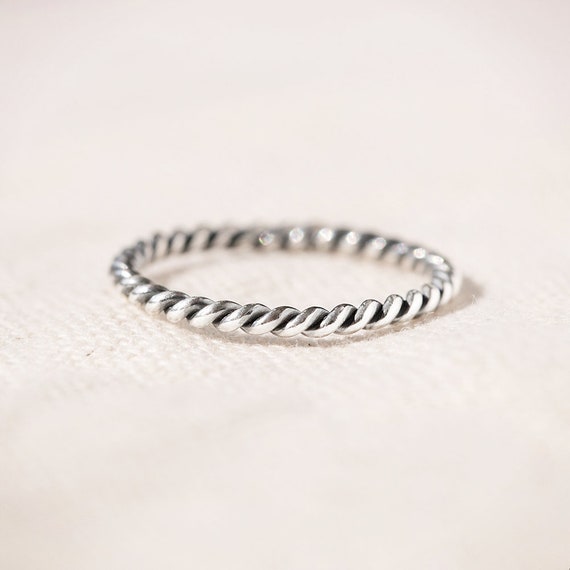 Hammered Stack Ring Boho Great Stocking Stuffers /& Bridesmaid Jewelry Sterling Silver Twist Stacking Ring Handcrafted Minimalist