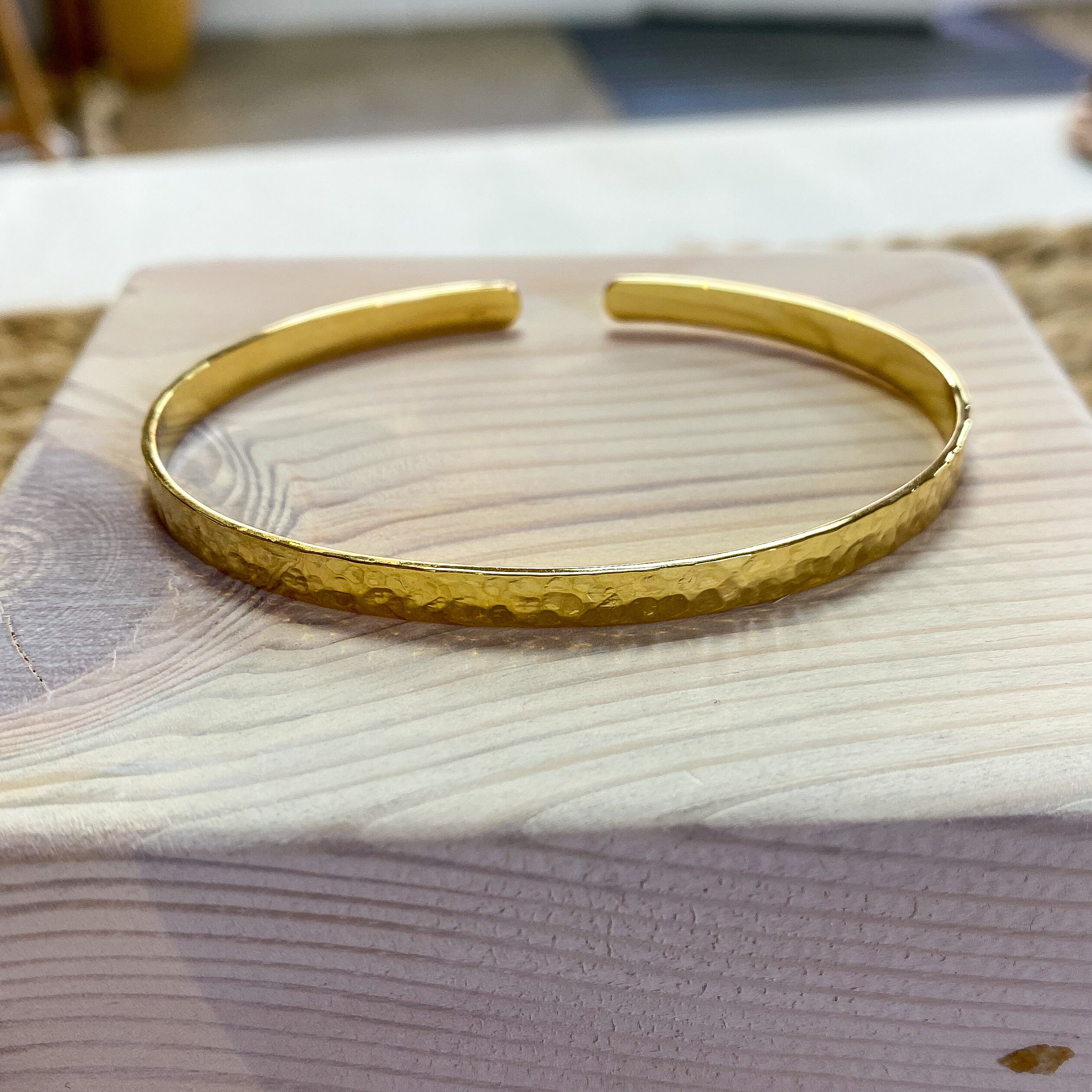 Hammered Gold Cuff Bracelet Hammered Gold Bangle Bracelet Etsy