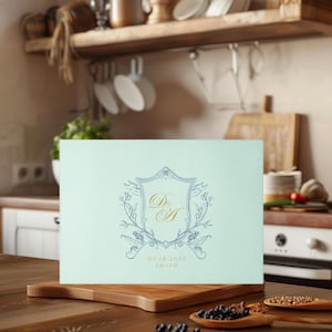 Elegant Personalized Wedding Monogram Glass Cutting Board , Custom Monogram Gift for Weddings, Bridal Showers & Elegant Kitchen Decor