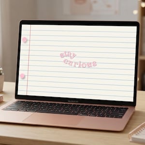 Stay Curious Desktop Background, Lined Paper Computer Theme, Preppy Study Screen Graphic, Minimalist Mac and PC File