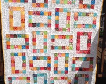 pdf kids quilt pattern..pdf lap/throw quilt pattern...quick and easy...jelly roll or scraps...Jumping Jitters