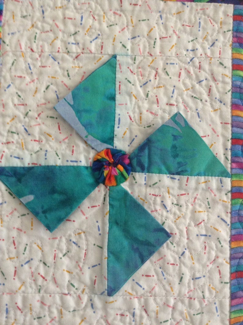 Pdf Baby Quilt Pattern...folded Triangles...3d Pinwheels...4 Fabrics