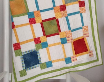 pdf baby quilt pattern..easy quilt pattern..charm pack quilt..scrap quilt..modern quilt..Boxes Boxes