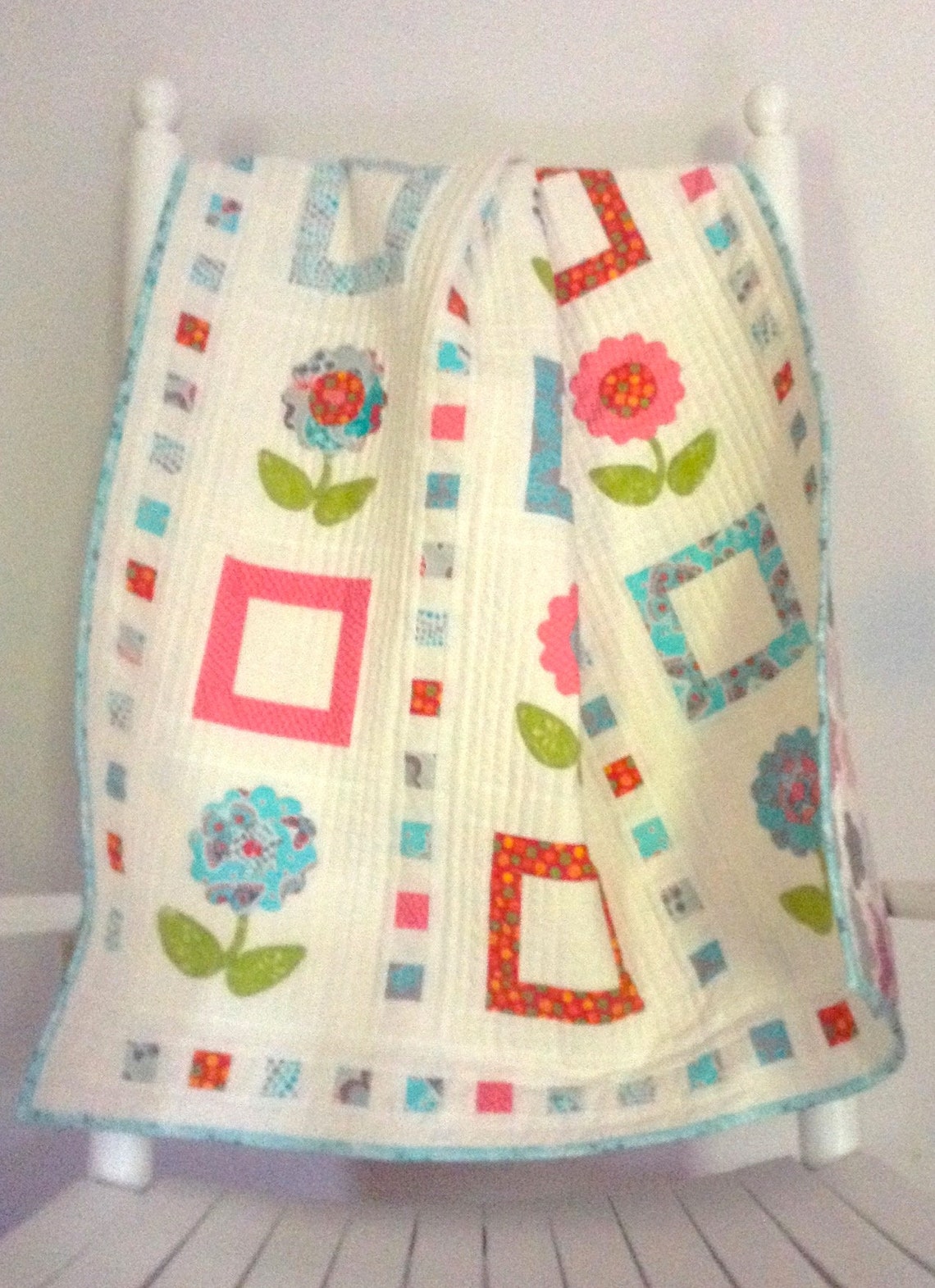 Pdf Applique Baby Quilt Pattern..pdf Applique Lap Quilt Pattern..flower