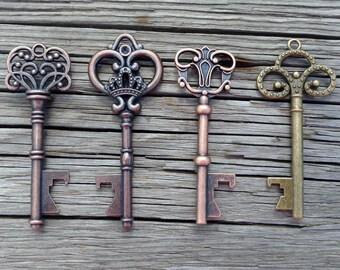 50+ Assorted Key Bottle Openers, Bulk Skeleton Key Wedding Favors, FREE Tags & Twine!