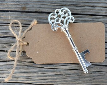 Cheap Wedding Favors, Inexpensive Favor, Baroque Key Openers, Bulk Key Favors, FREE Twine & Tags