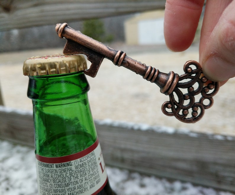 50 Assorted Key Bottle Openers, Bulk Skeleton Key Wedding Favors, FREE Tags & Twine image 5