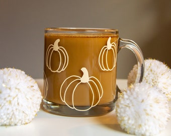 Pumpkin Spice Coffee Mug: Fall Decor, 13 oz Glass Mug