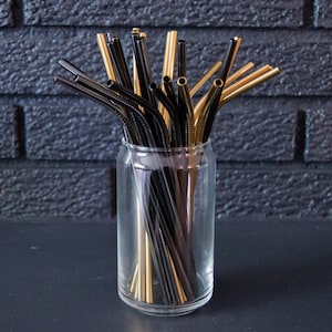 Reusable Black and Gold Straws | Stainless Steel Straws