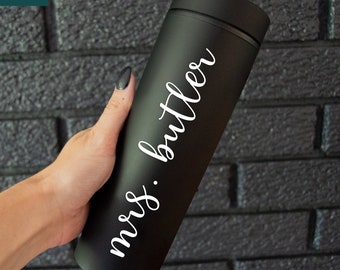Personalized Matte Black Tumbler with Straw | Perfect Personalized Gift, Wedding Gift, Engagement Gift