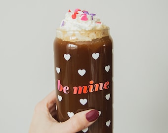 Be Mine Heart Pattern Beer Can Glass | Valentine's Day can glass, Valentine's gifts, Valentine's Day glassware