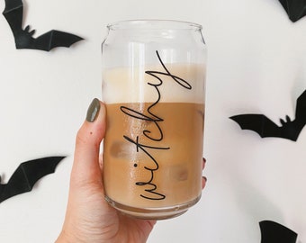 Witchy Can Shaped Glass: Halloween Iced Coffee Glassware