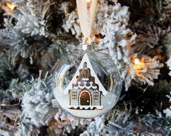 Gingerbread House Glass Ornament, Christmas Ornament