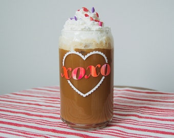 XOXO Heart Beer Can Glass | Valentine's Day can glass, Valentine's gifts, Valentine's Day glassware