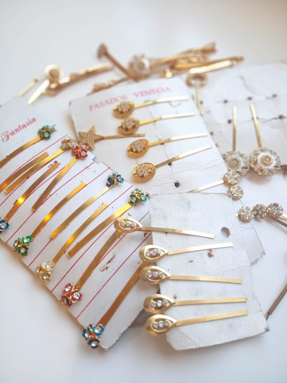 80s Victorian Edwardian Bobby Pins, NEVER USED Gold Bobby  display picture 3