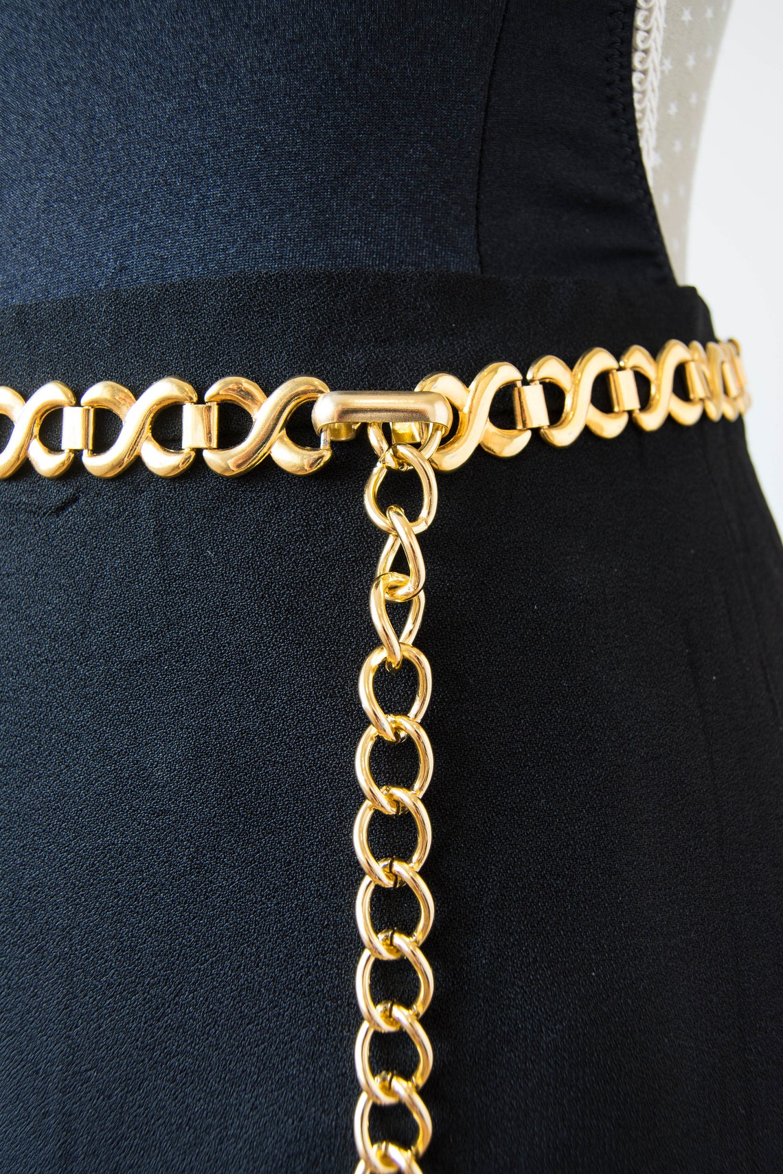 NOS 90s gold chain belt gold metal belt waist chain belt | Etsy